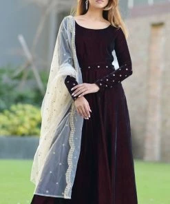 The Anarkali Store Zaira Maroon Quirk Factory