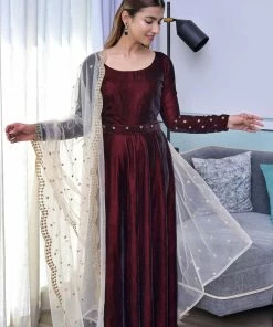 The Anarkali Store Zaira Maroon Quirk Factory