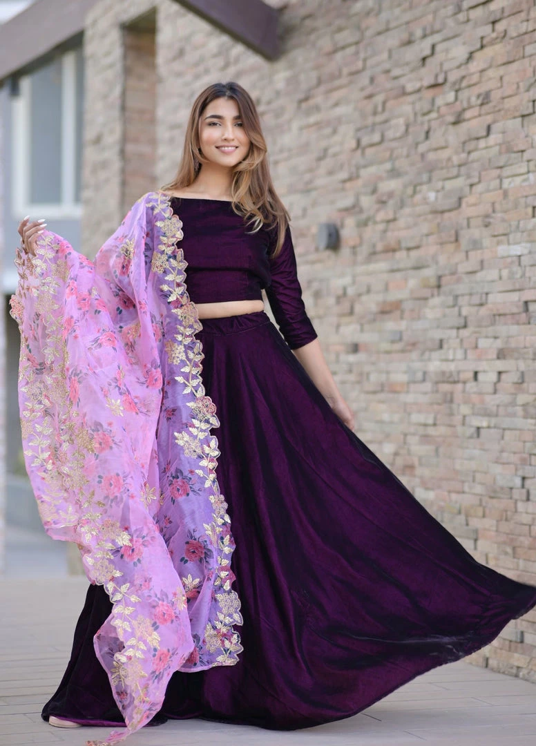 The Anarkali Store Gul Wine Lehenga 1 The Anarkali Store Gul Wine Lehenga