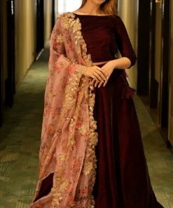 The Anarkali Store Gul Wine Lehenga 10 The Anarkali Store Gul Wine Lehenga