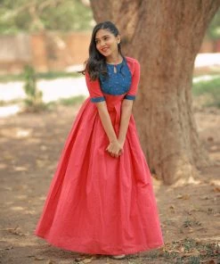 The Anarkali Store Meera Peach Quirk Factory