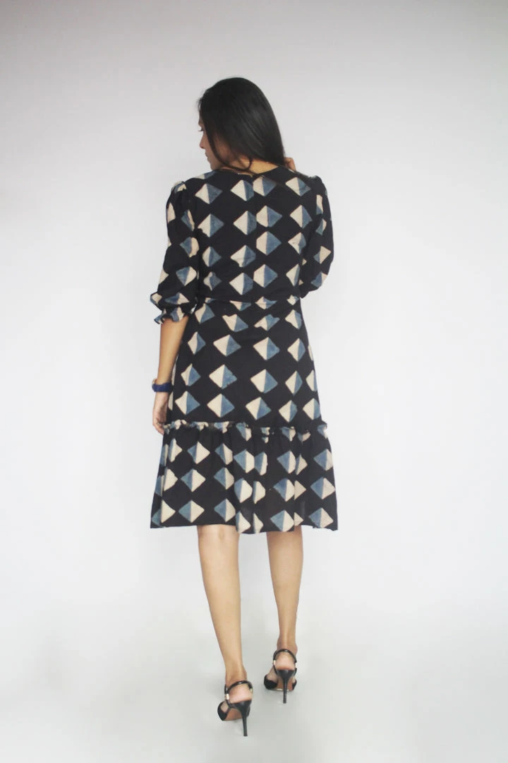 Threeness Triangle Ajrakh Frill Dress Breezy Summer 3 Threeness Triangle Ajrakh Frill Dress Breezy Summer