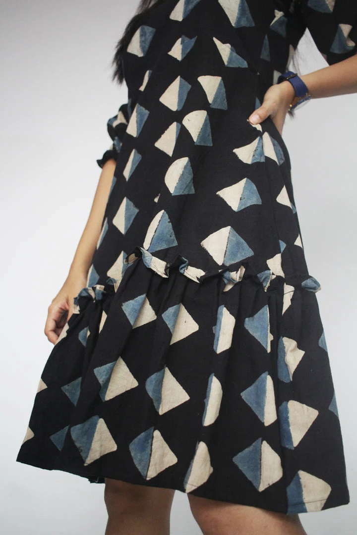 Threeness Triangle Ajrakh Frill Dress Breezy Summer 5 Threeness Triangle Ajrakh Frill Dress Breezy Summer