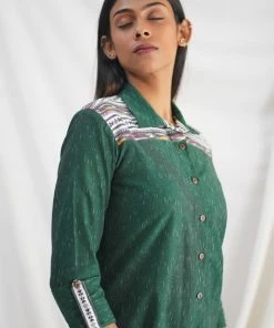 The Stitches Tops & Blouses Ikat Green Shirt