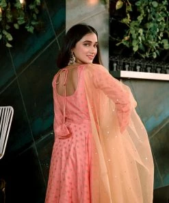 The Anarkali Store Ishita Peach Anarkali Set