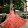 The Anarkali Store Ishita Peach Anarkali Set