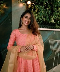 The Anarkali Store Ishita Peach Anarkali Set