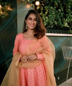 The Anarkali Store Ishita Peach Anarkali Set