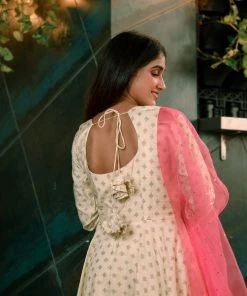 The Anarkali Store Ishita White Anarkali Set