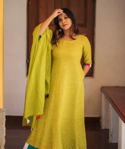 Label RishMaan Uptown Contemporary Olive Meander Maxi