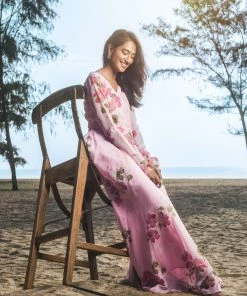 Niram Pink - Floral Organza Dress 6 Niram Pink - Floral Organza Dress