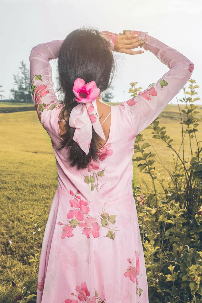 Niram Pink - Floral Organza Dress 4 Niram Pink - Floral Organza Dress