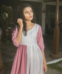 Niram Half & Half Dress - Pink & White Ever Willow