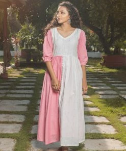 Niram Half & Half Dress - Pink & White Ever Willow