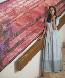 Niram Cotton Buttis Maxi Dress - Grey