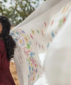 Niram Ever Willow Maroon Fit & Flare Striped Anarkali