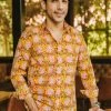 PRINTS VALLEY Yellow Floral Print Shirt Men's Shirt