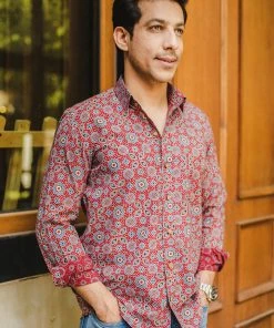 PRINTS VALLEY Red Ajrakh Shirt Men's Shirt