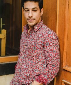 PRINTS VALLEY Red Ajrakh Shirt Men's Shirt