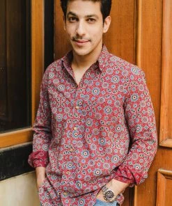 PRINTS VALLEY Red Ajrakh Shirt Men's Shirt