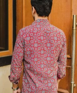 PRINTS VALLEY Red Ajrakh Shirt Men's Shirt