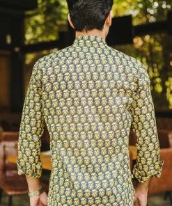 PRINTS VALLEY Grey Yellow Petunia Print Shirt