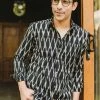 PRINTS VALLEY Men's Shirt Black Honeycomb Ikat Shirt