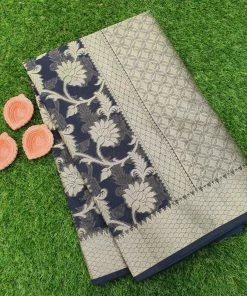 Tashi Threads Black Floral Kota Saree