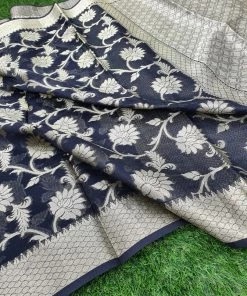 Tashi Threads Black Floral Kota Saree