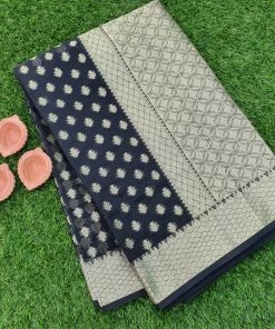 Tashi Threads Black Motif Kota Saree