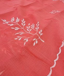 Tashi Threads Sarees Peach Floral Embroidered Kota