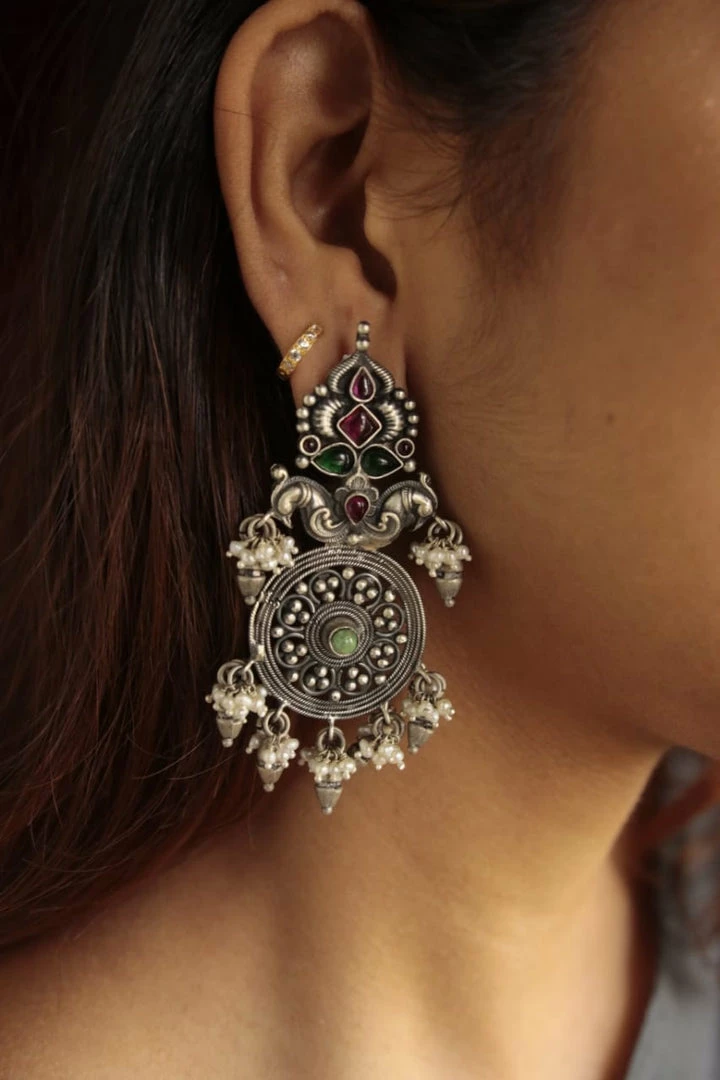 PraDe Jewels Silver Earrings Earrings Vajaynthi 2 PraDe Jewels Silver Earrings Earrings Vajaynthi