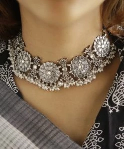 PraDe Jewels SIlver Necklaces Choker Ravilochana