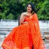 Tashi Threads Kota Leheriya Saree - Orange