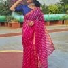 Tashi Threads Sarees Kota Leheriya Saree - Pink
