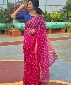Tashi Threads Sarees Kota Leheriya Saree - Pink