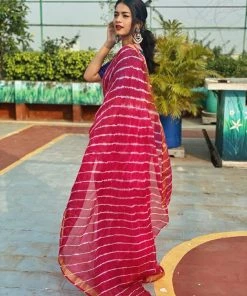 Tashi Threads Sarees Kota Leheriya Saree - Pink