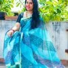 Tashi Threads Hand Block Print Saree - Blue Sarees