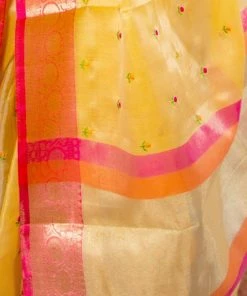Tashi Threads Sarees Kota Tissue Silk Saree - Yellow