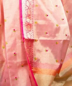 Tashi Threads Sarees Kota Tissue Silk Saree - Pastel Pink