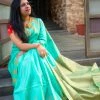 Tashi Threads Sea Green Raw Silk Saree Sarees