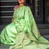 Tashi Threads Pastel Green Raw Silk Saree Sarees
