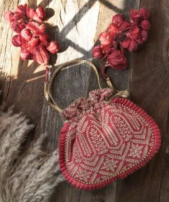 AMYRA Purse & Potli Leela Heritage Potli - Maroon