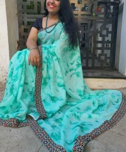 Tashi Threads Silk Kota Saree - Turquoise Blue Sarees