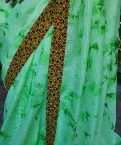 Tashi Threads Silk Kota Saree - Bright Green