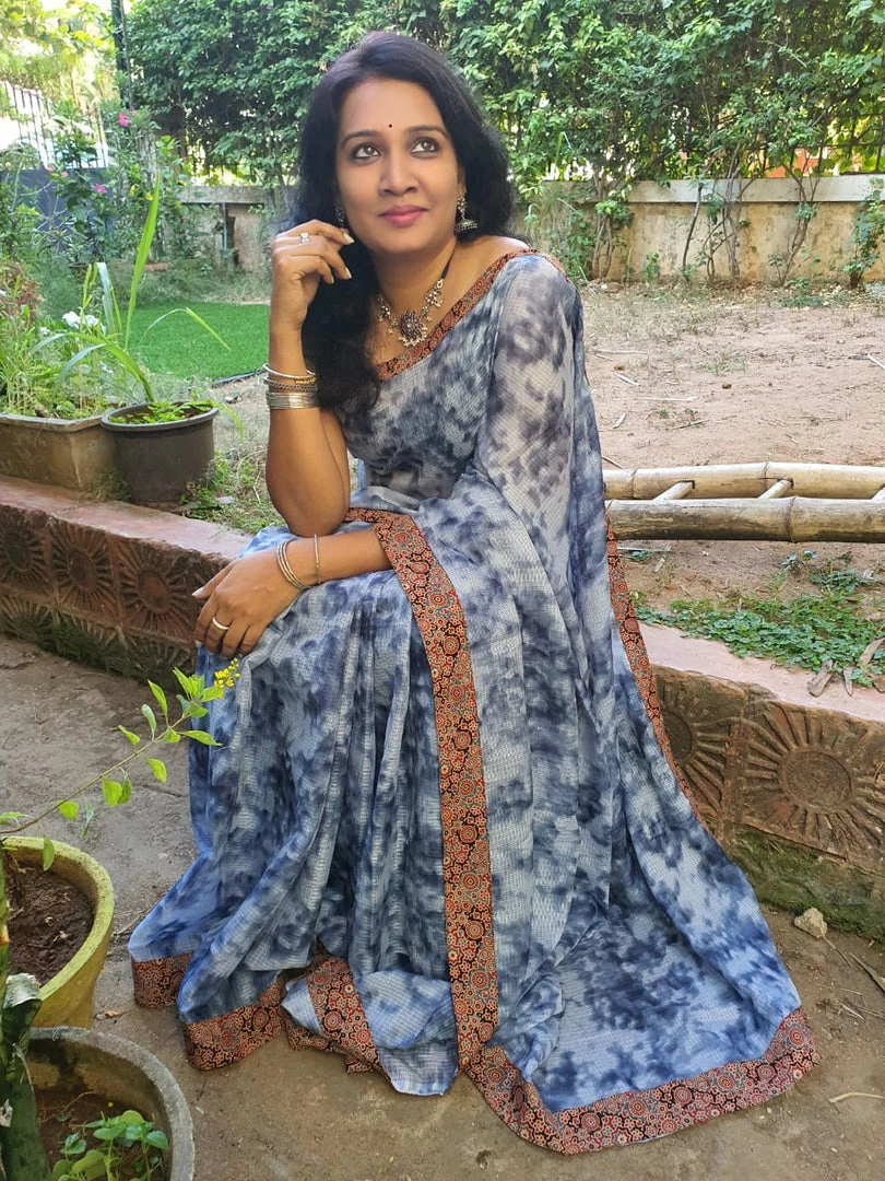 Tashi Threads Silk Kota Saree - Grey 1 Tashi Threads Silk Kota Saree - Grey