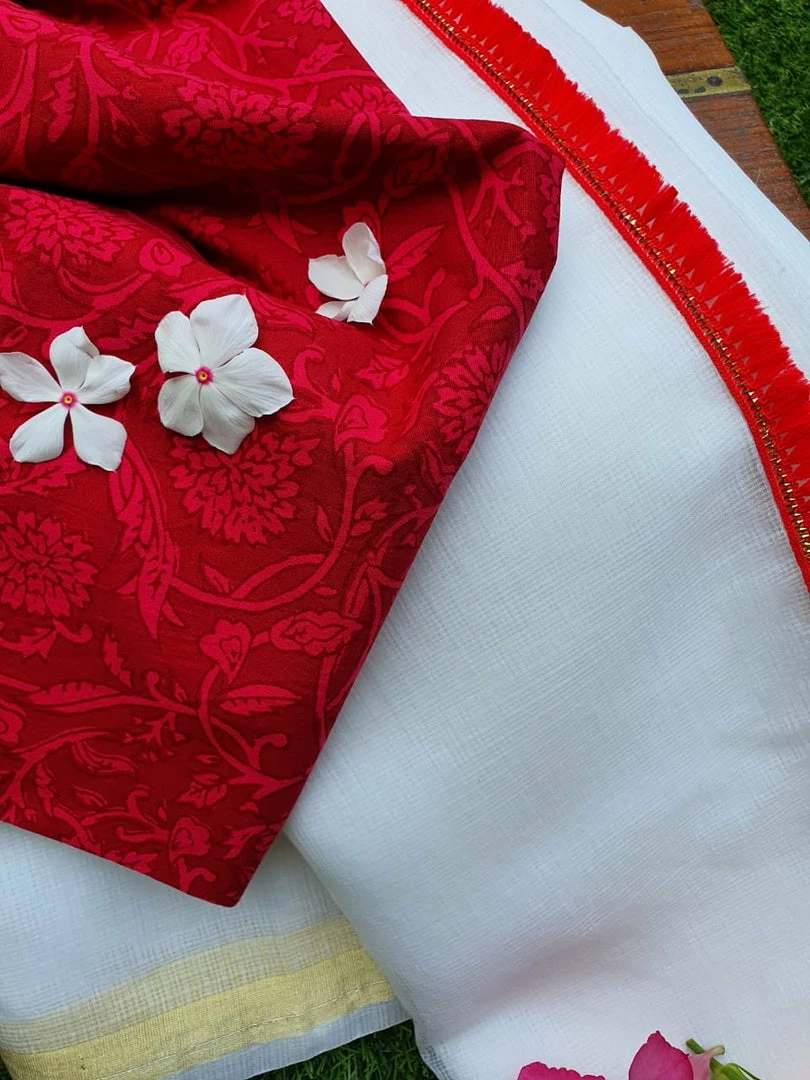 Tashi Threads White Kota Saree Sarees 2 Tashi Threads White Kota Saree Sarees