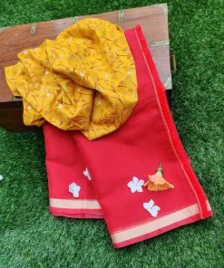 Tashi Threads Red Kota Saree
