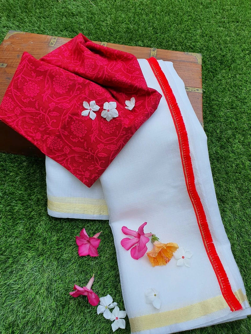 Tashi Threads White Kota Saree Sarees 1 Tashi Threads White Kota Saree Sarees