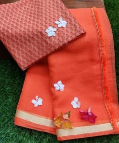 Tashi Threads Light Orange Kota Saree Sarees